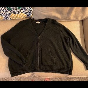 Silence + Noise Black Zip Up Cardigan